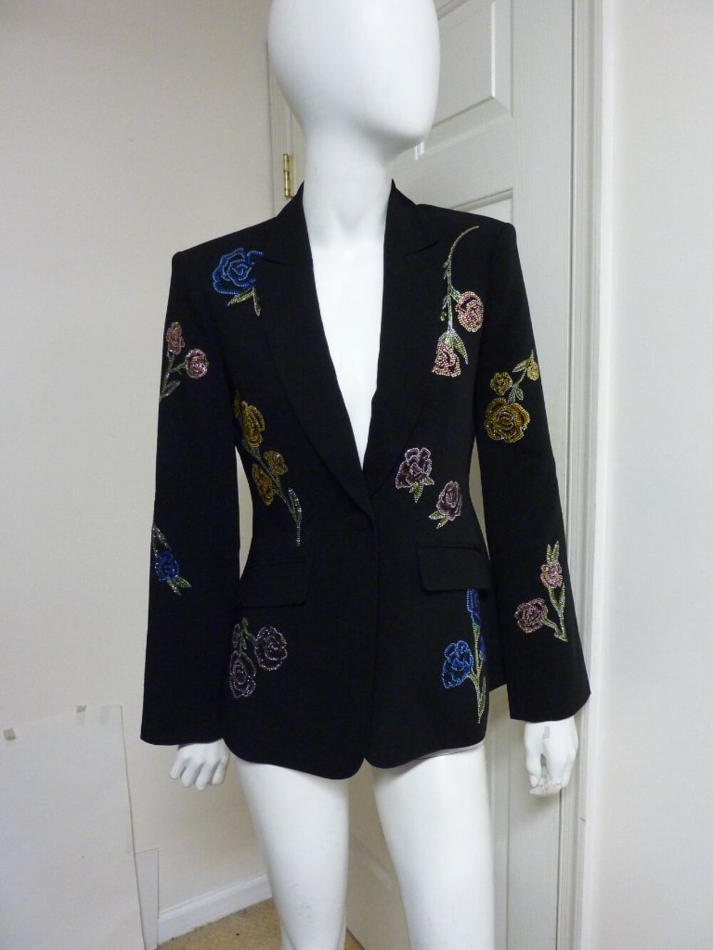 Cinq à Sept Floral Ribbons Diamante Crepe Jacket - Picture 6 of 10